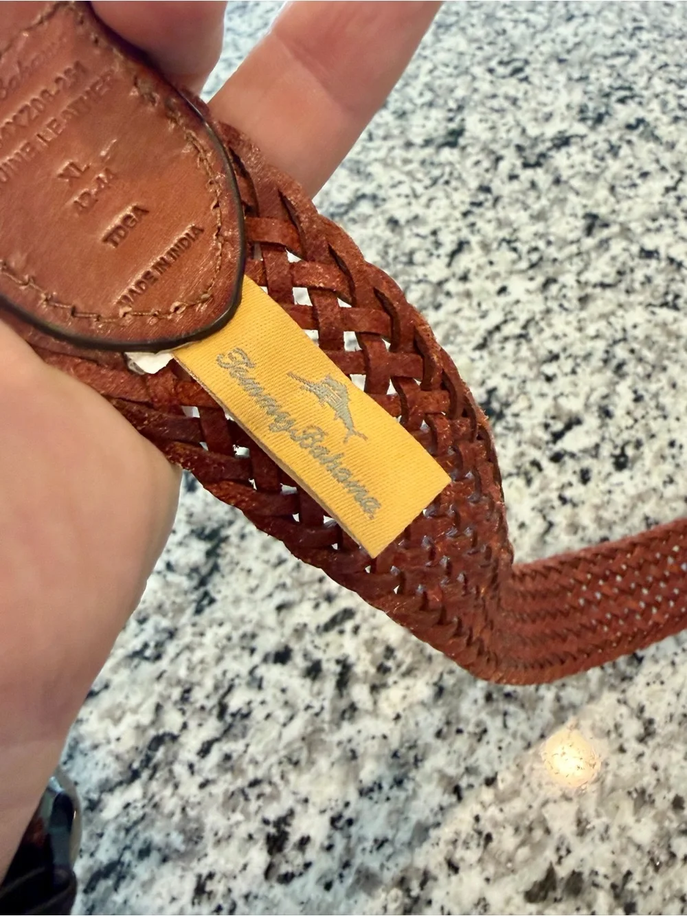 NEW Tommy Bahama Braided Woven Leather Belt - Men's 42 / 44 - 11TM04XZ06-251 Tan